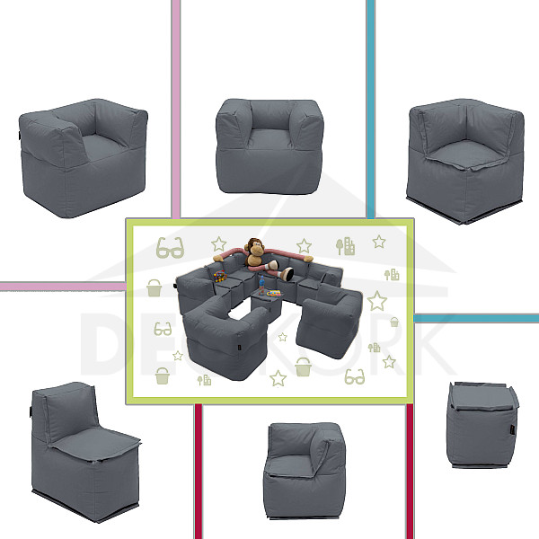 Modularni otroški tekstilni komplet MODULTEX KIDS (siv) - lasten komplet