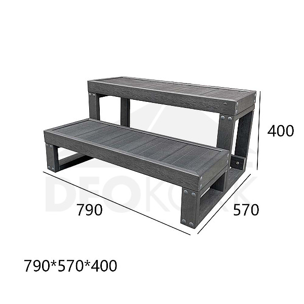 Stopnice do masažne kadi - sive - 2 stopnici (širina 79 cm)