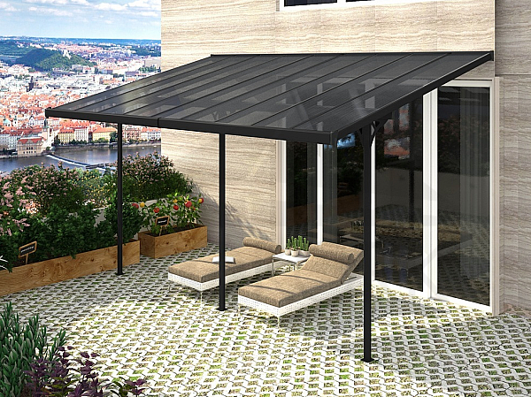 Pergola 557 x 305 cm (črn+siv polikarbonat)