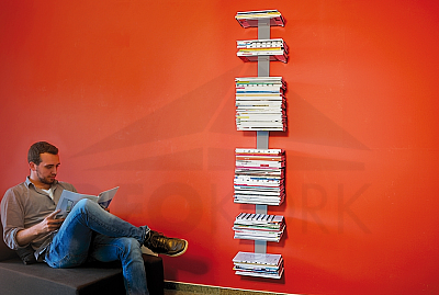 Knjižna omara za revije 8 polic RADIUS DESIGN (BOOKSBAUM MAGAZINE WALL BIG srebrna 746C) srebrna